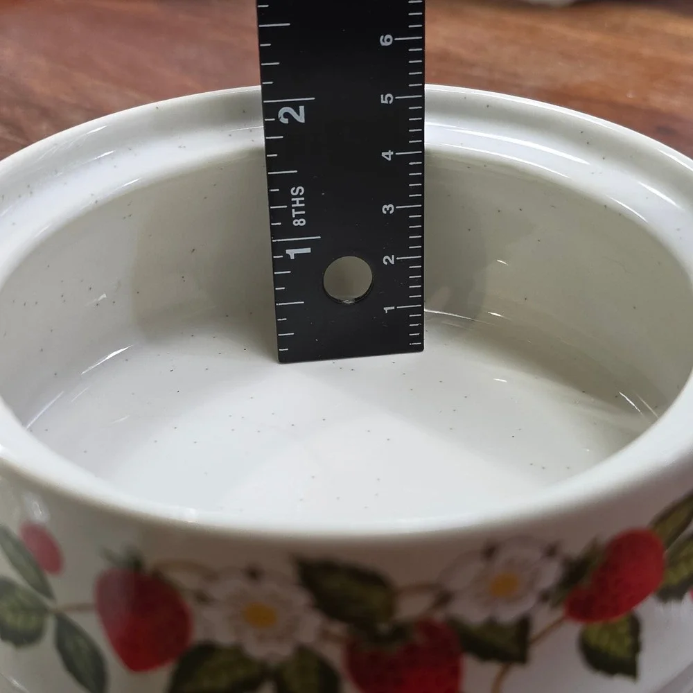Sheffield Strawberries n Cream Stoneware Mini Casserole Dish Lid Japan Vintage
